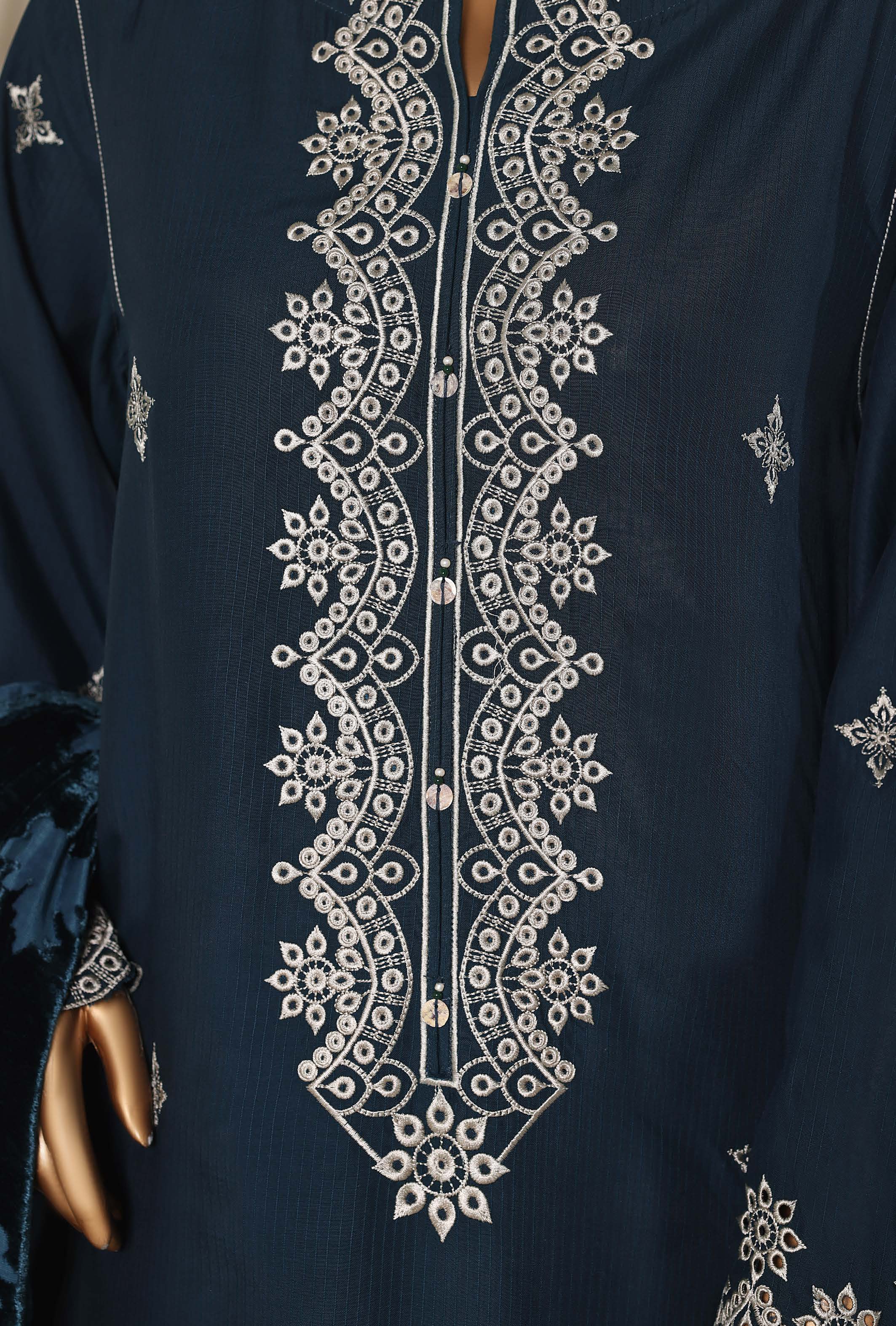 Sadabahar Stitched Embroidery Viscous 3Piece With Palachi Shwal Collection 2025 LEVP -04