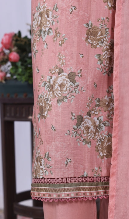 BIN SAEED Printed Cotton 3pcs Stitched Vol-10 3Piece Stitched COLLECTION 2025 D-03 T.Pink