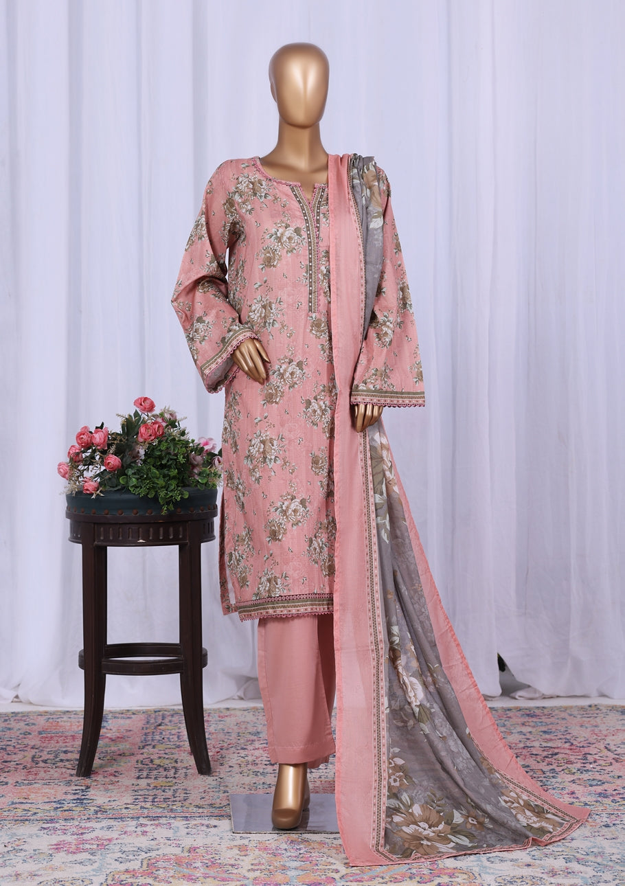 BIN SAEED Printed Cotton 3pcs Stitched Vol-10 3Piece Stitched COLLECTION 2025 D-03 T.Pink