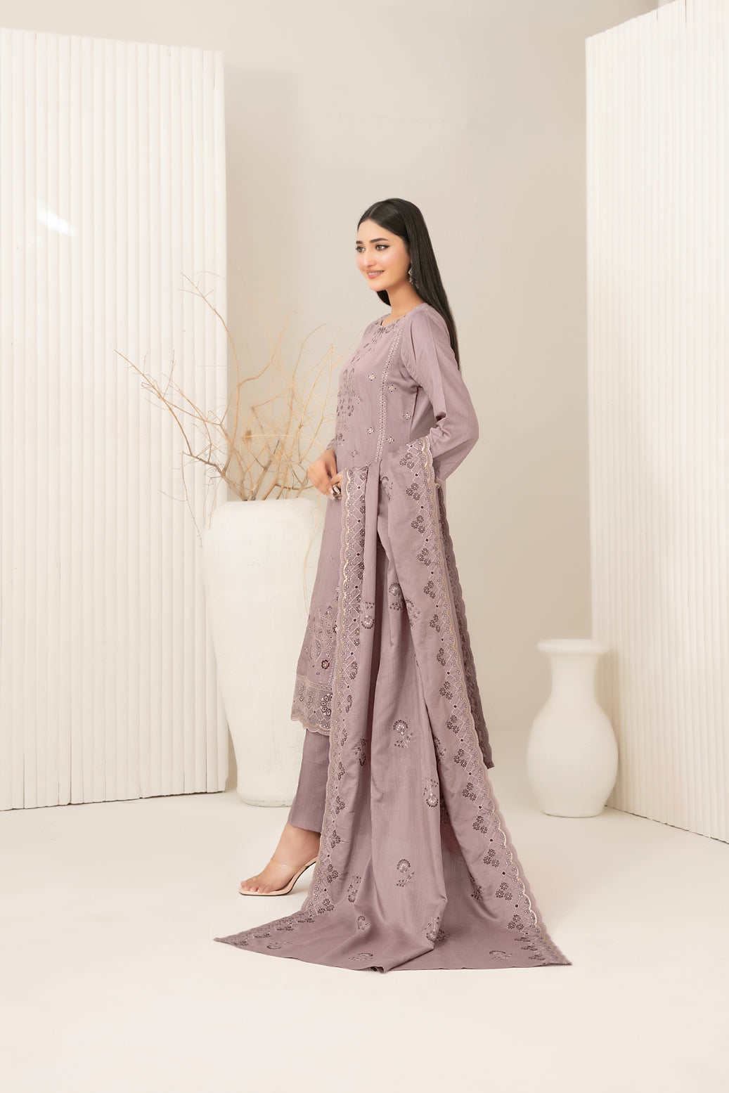 Tawakkal Dhoop Kinara Slub Viscous Embroidery 3Piece Unstitched Collection 2025 D-05