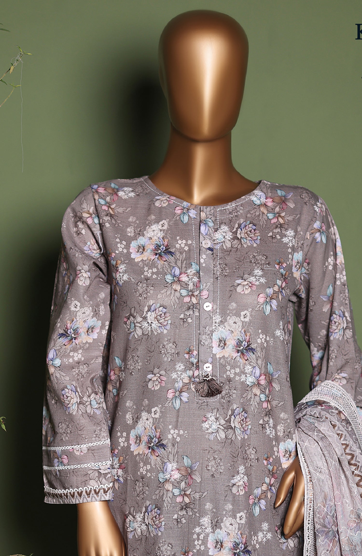 HZ Printkari Embroidered Khaddar Stitched 3 Piece Collection 2025. HZPE 06