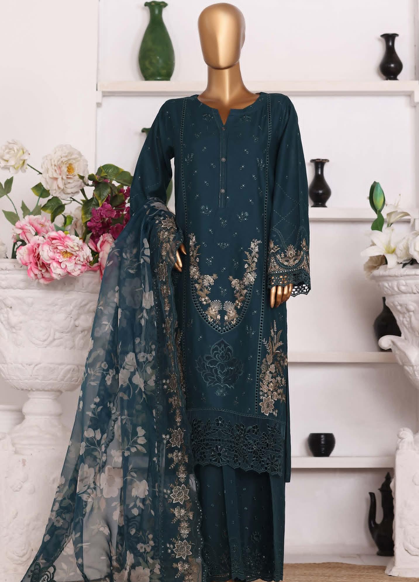 Hz Muse Luxury Heavy Embroidery Festive 3Piece Stitched Collection 2026 D#-01