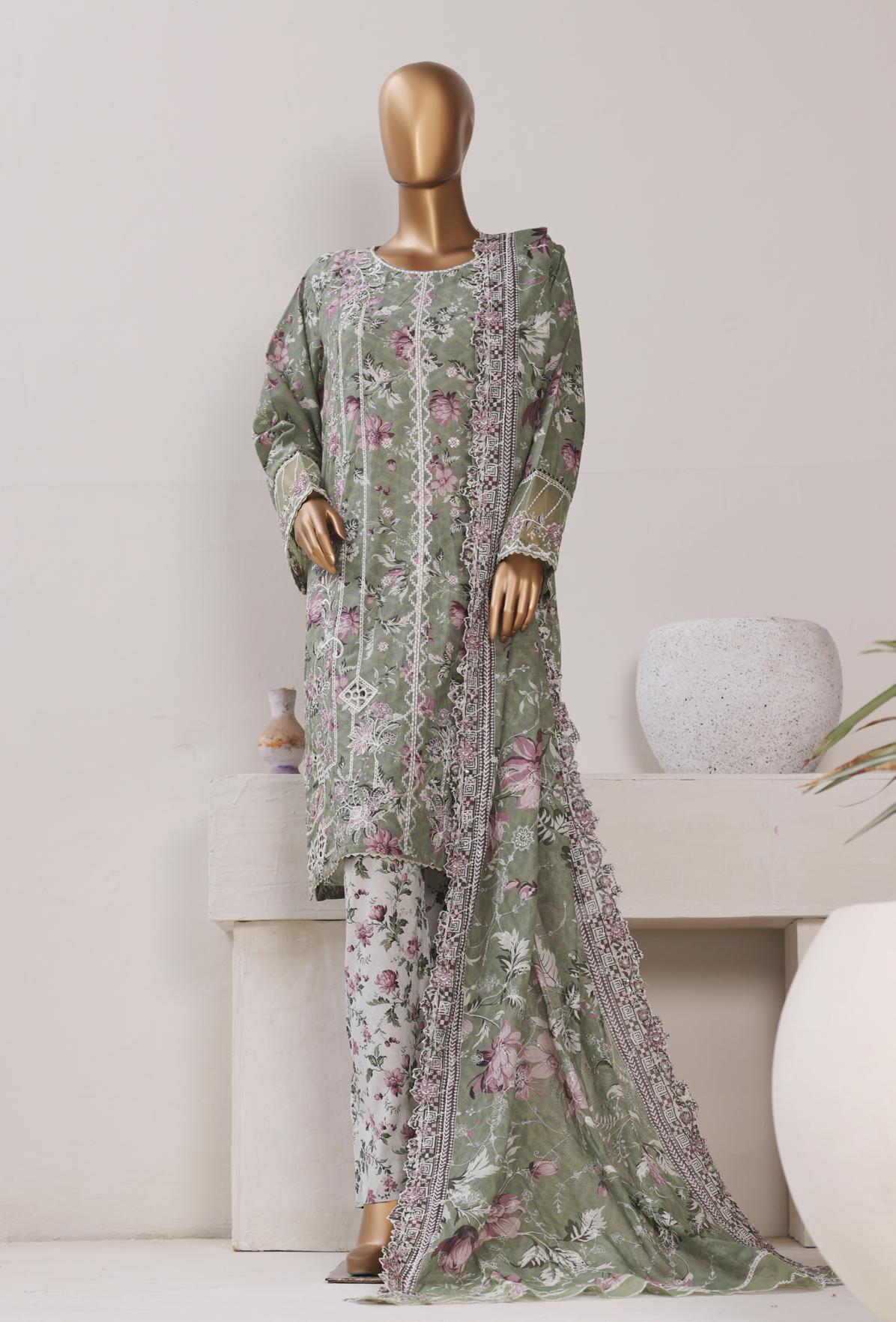 Bin Saeed Luxury Stitched Lawn Embroidery With Dupatta Embroidery 3Piece Stitched COLLECTION 2026. D-04