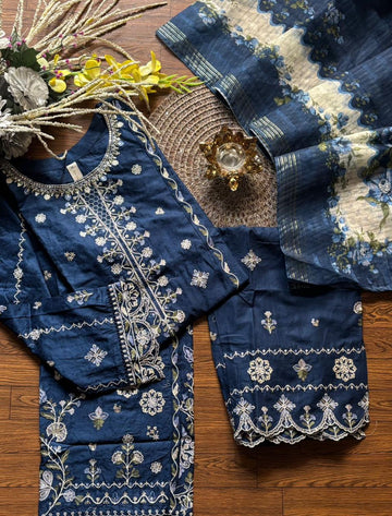 Bin Saeed Luxury Lawn Jacquard Fetive Embroidery 3Piece Stitched Vol-02 COLLECTION 2026. D-01