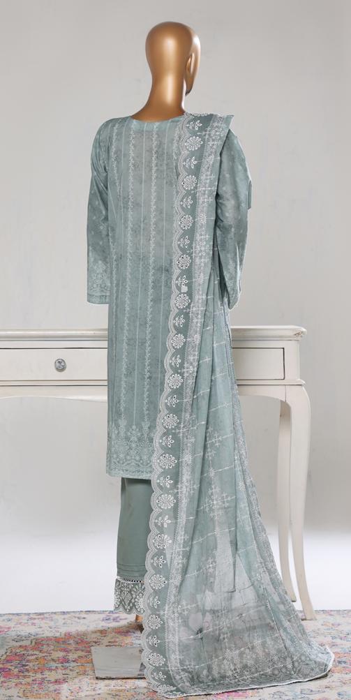 Bin Saeed Luxury Lawn White & White Chickenkari Embroidery 3Piece Stitched COLLECTION 2026. D-06