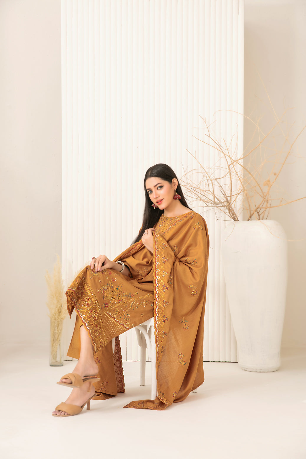 Tawakkal Dhoop Kinara Slub Viscous Embroidery 3Piece Unstitched Collection 2025 D-03