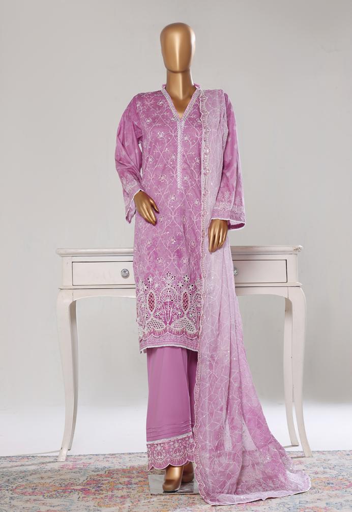 Bin Saeed Luxury Lawn White & White Chickenkari Embroidery 3Piece Stitched COLLECTION 2026. D-08