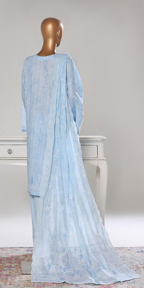 Bin Saeed Luxury Lawn White & White Chickenkari Embroidery 3Piece Stitched COLLECTION 2026. D-04