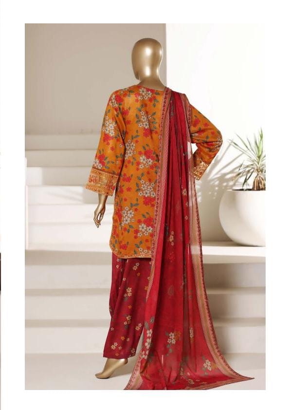 Sadabahar Malika Embroidery Lawn Short Length With Shalwar With Lawn Printed Dupatta  3Piece Stitched Vol-01 Collection 2026 D#02