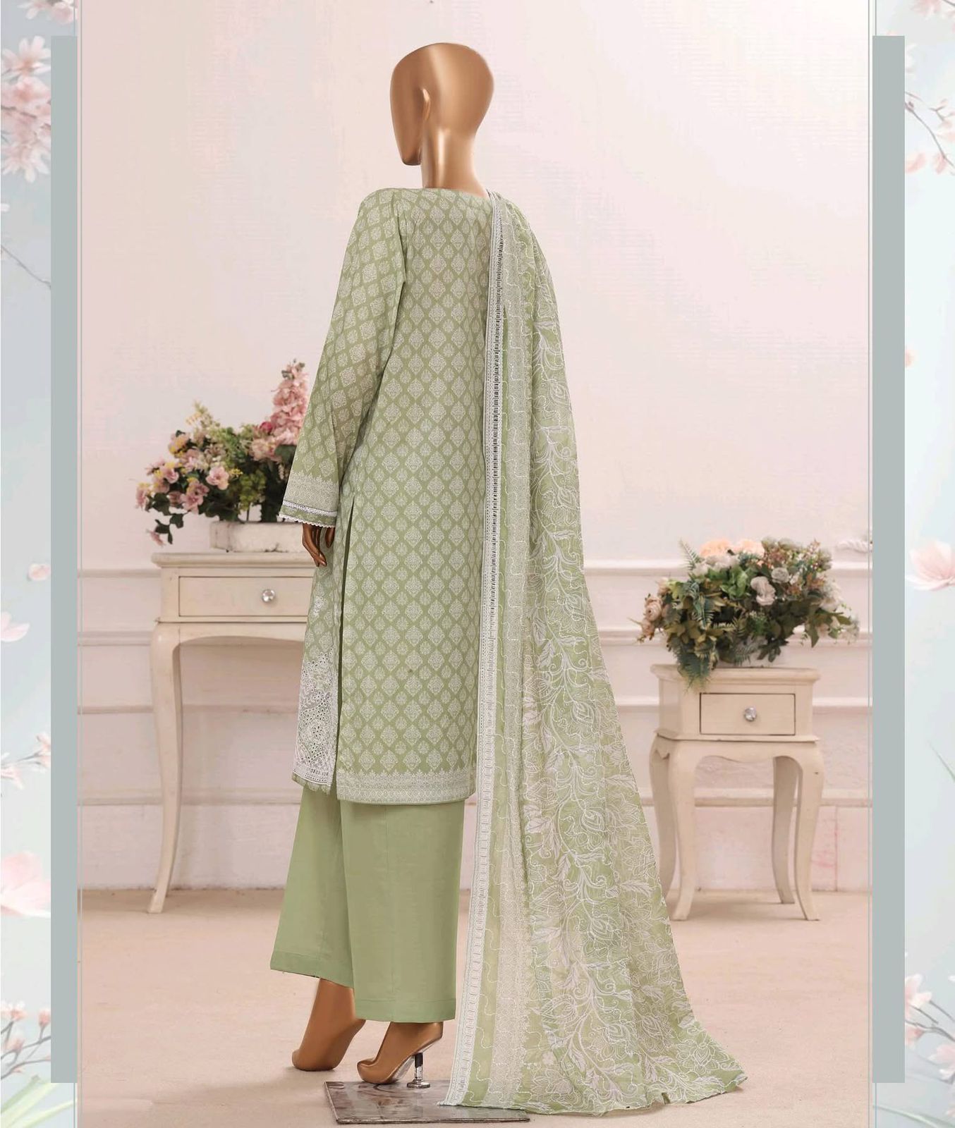 HZ Textiles Luxury Printkari Embroidered Lawn Suit Stitched 3 Piece 2026 D#-05