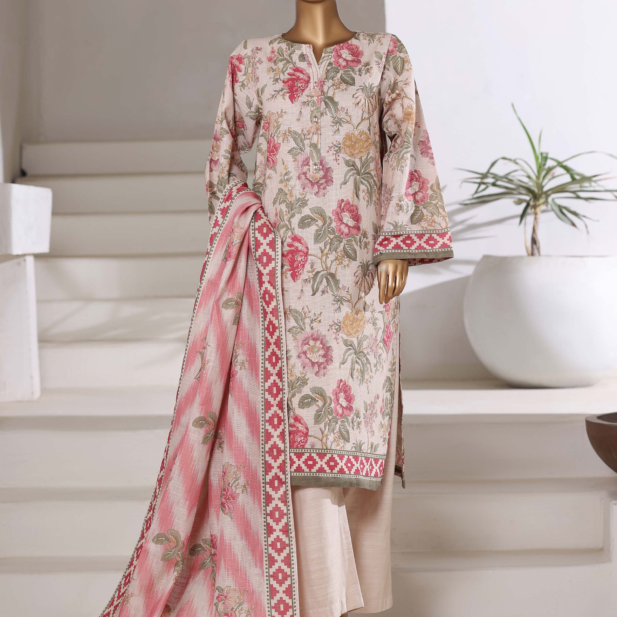 Sadabahar Shimmer Printed Khadder 3PCS Stitched Vol—1 Collection 2025 D-04