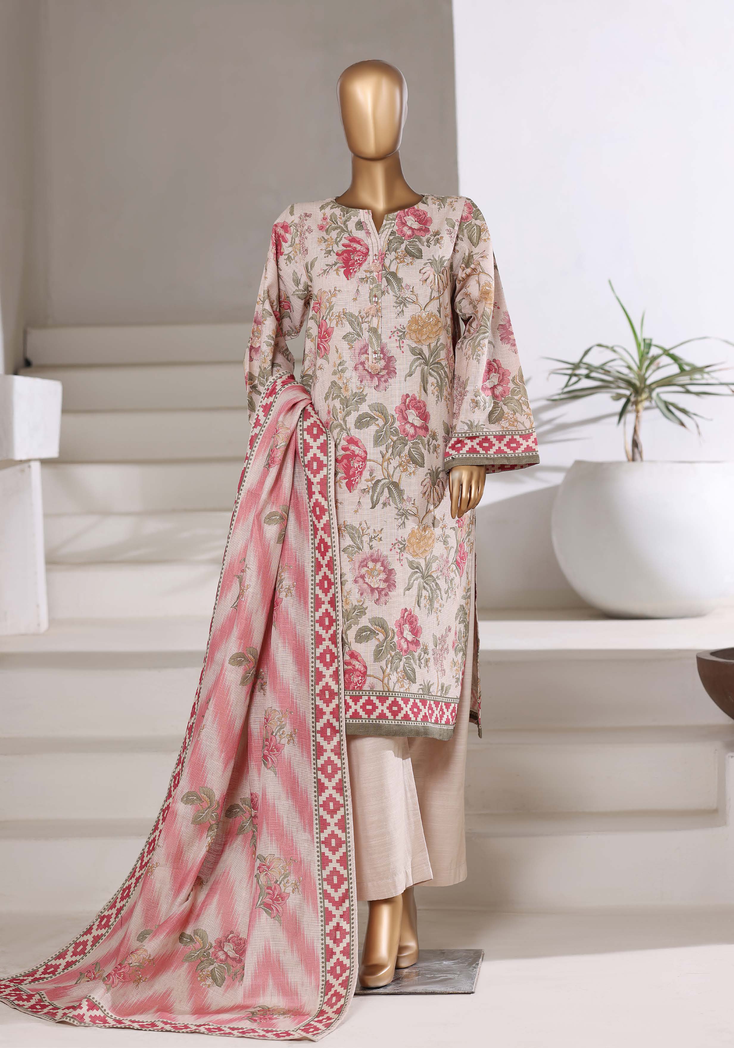 Sadabahar Shimmer Printed Khadder 3PCS Stitched Vol—1 Collection 2025 D-04