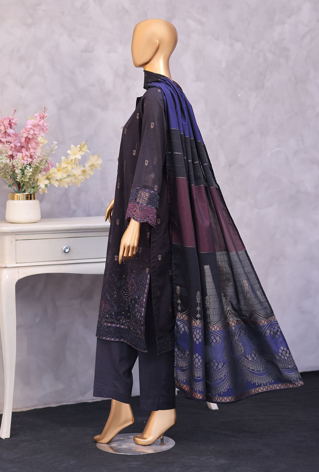 Turkish Embroidered Jacquard 3Piece  Unstitched Suit by HZ Textiles 2026 D#-04
