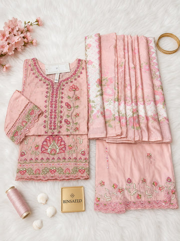 Bin Saeed Luxury Jacquard Lawn Embroidery 3Piece Stitched Vol -02 Collection 2026 D#-09