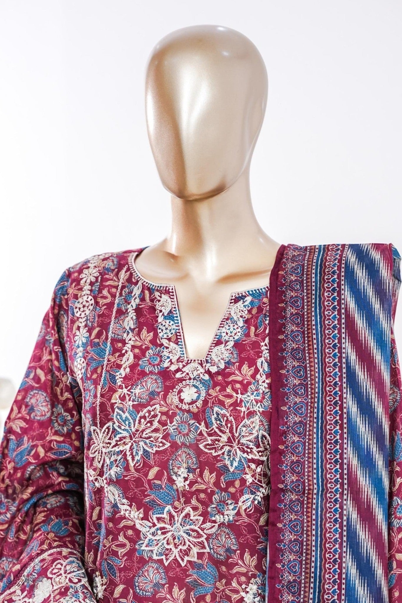 Bin Saeed Stitched 3 Piece Embroidery Lawn Short Length With Broad Flapper Eid Edition Collection 2026 D#05
