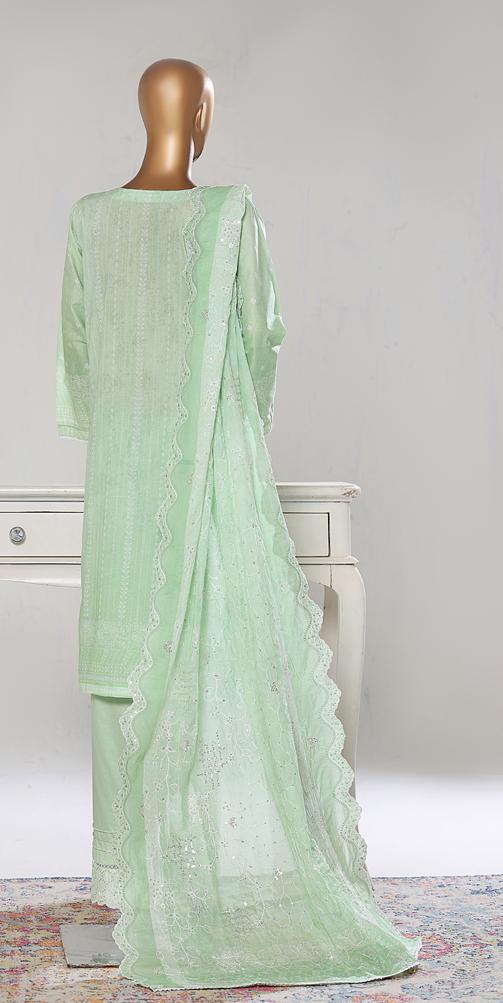 Bin Saeed Luxury Lawn White & White Chickenkari Embroidery 3Piece Stitched COLLECTION 2026. D-02