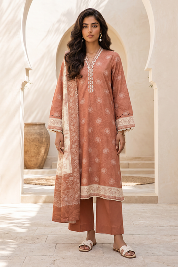 Zellbery Luxury Lawn Printed 3Piece Unstitched Collection 2026 WUS26X38047