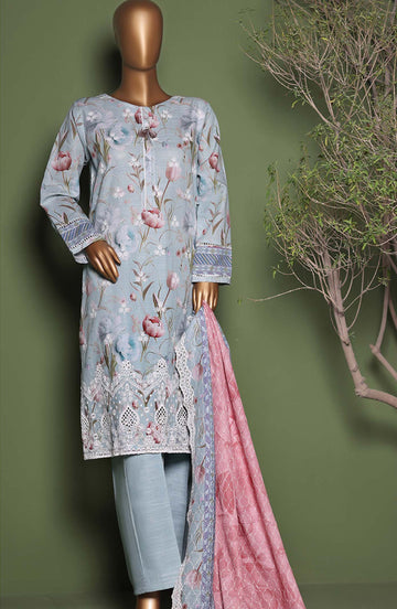 HZ Printkari Embroidered Khaddar Stitched 3 Piece Collection 2025. HZPE 04