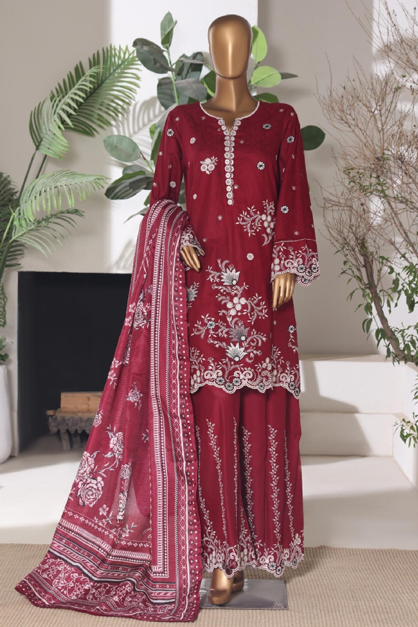 Bin Saeed Luxury Jacquard Lawn Embroidery 3Piece Stitched Collection 2026 D#-07