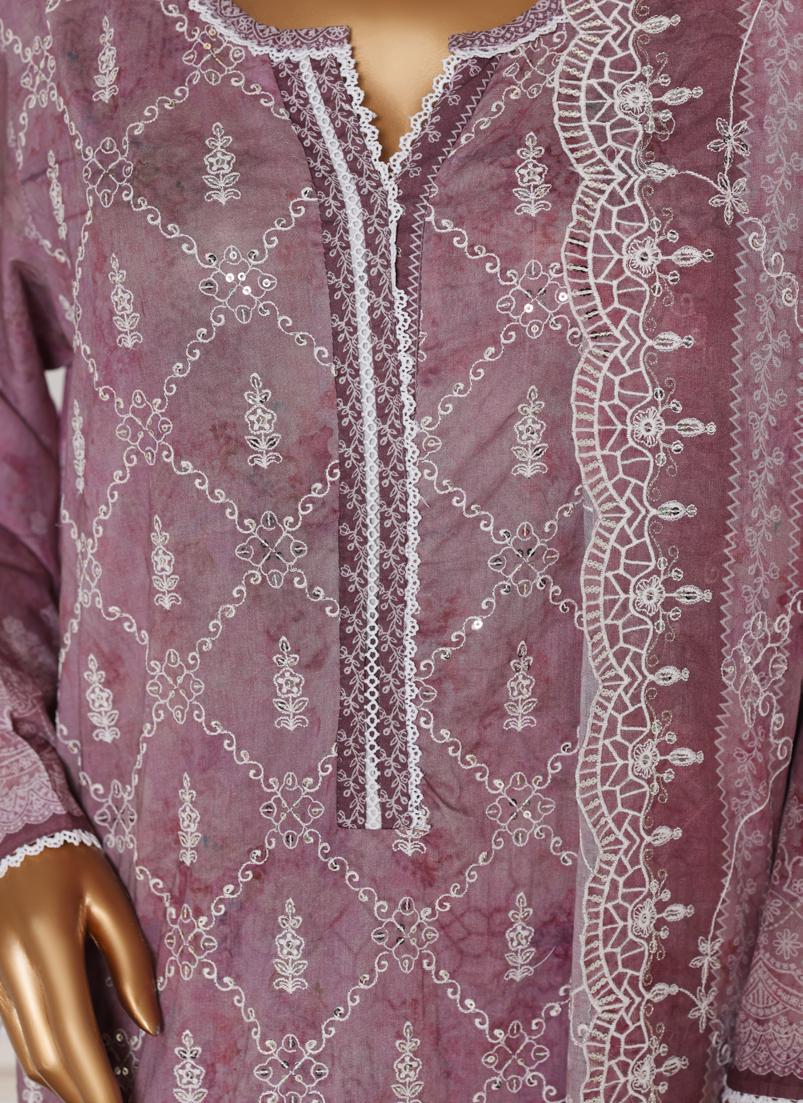 Bin Saeed Luxury Lawn White & White Chickenkari Embroidery 3Piece Stitched COLLECTION 2026. D-03