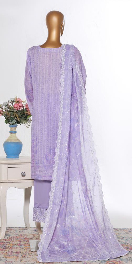 Bin Saeed Luxury Lawn White & White Chickenkari Embroidery 3Piece Stitched COLLECTION 2026. D-11
