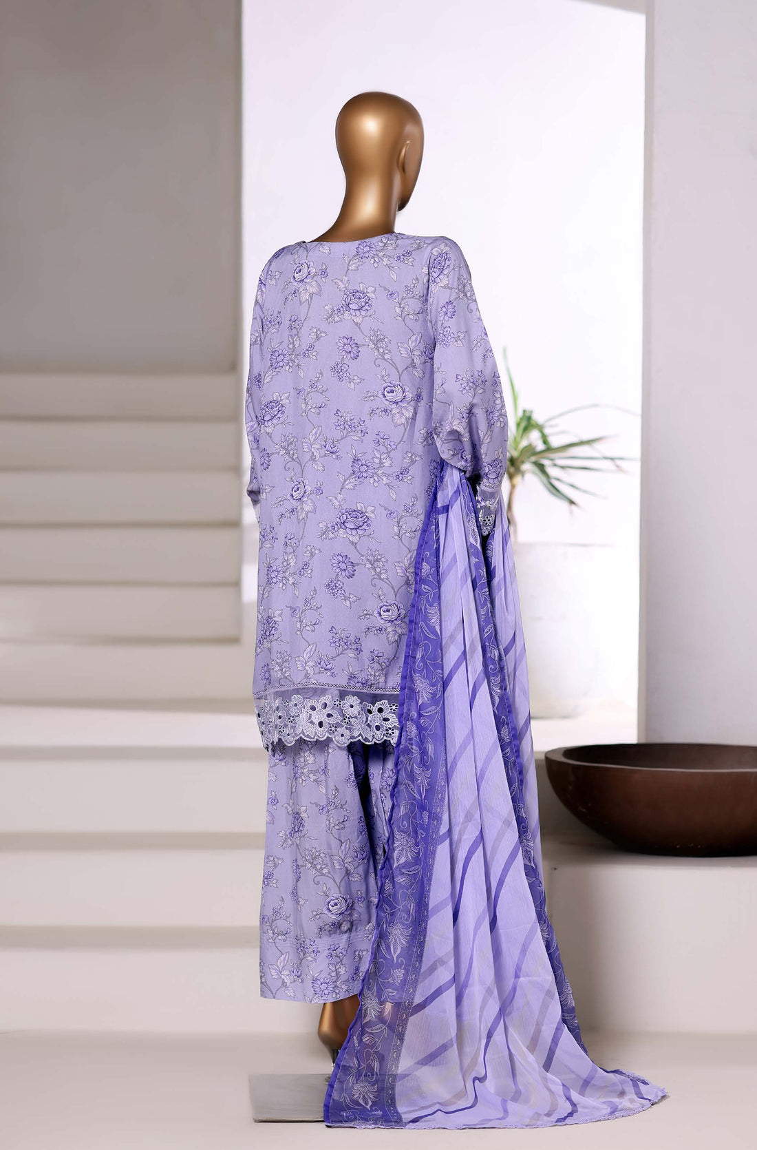 Sadabahar Malika Viscose Short Length Farshi Shalwar With Chiffon Printed Dupatta  3Piece Stitched Vol-02 Collection 2025 Lilic Color SDMVS- 006