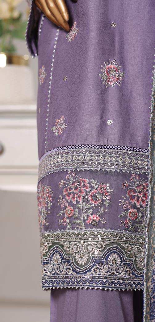 Bin Saeed Luxury Lawn Jacquard Fetive Embroidery 3Piece Stitched COLLECTION 2026. D-05