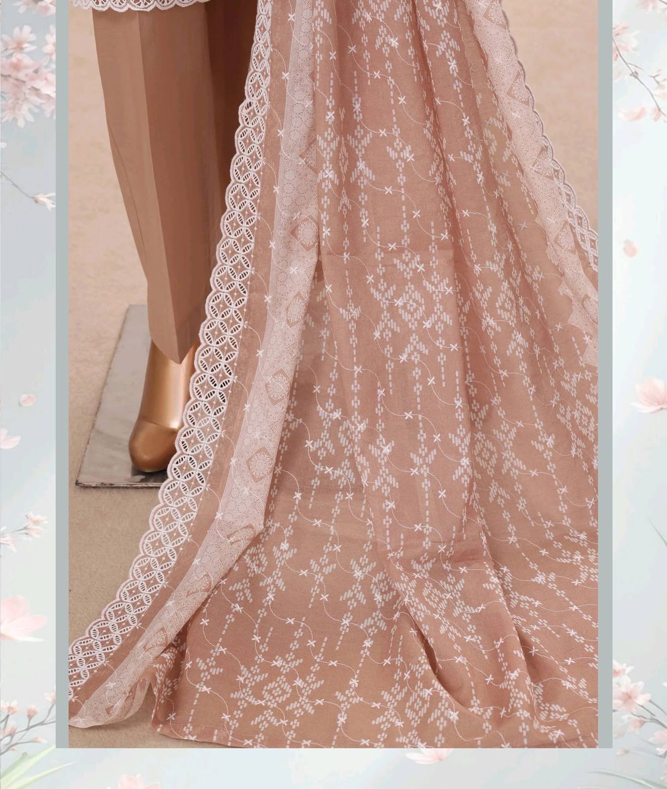 HZ Textiles Luxury Printkari Embroidered Lawn Suit Stitched 3 Piece 2026 D#-04