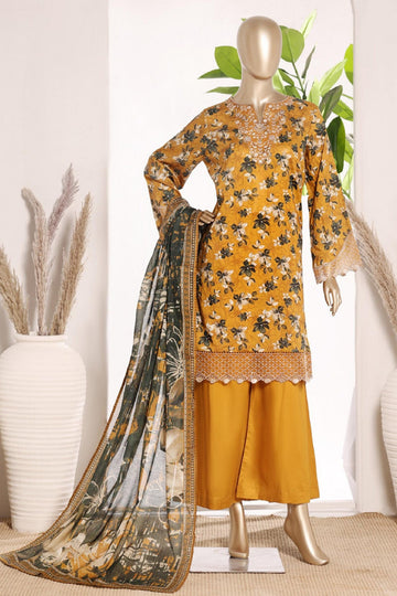 Bin Saeed Stitched 3 Piece Embroidery Lawn Short Length With Broad Flapper Eid Edition Collection 2026 D#10
