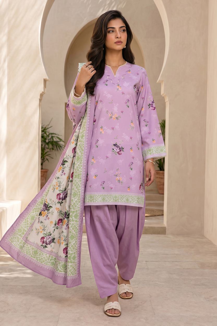 Zellbery Luxury Lawn Printed 3Piece Unstitched Collection 2026 WUS26X38063