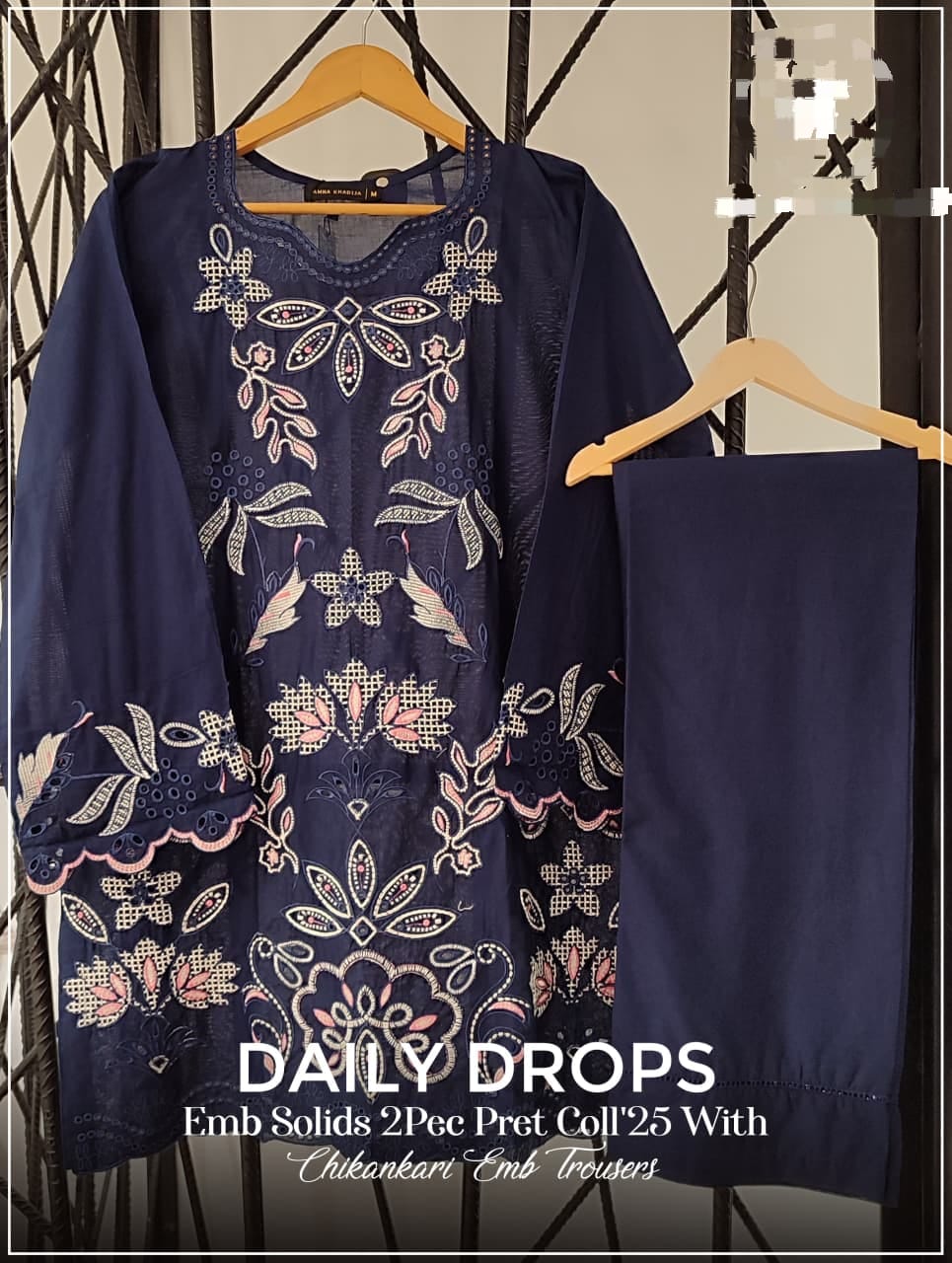 Ayesha Fabrics Present's RTW Daily Drop—Solid Cotton Shirt EMB with Cotton Trouser 2PC Collection 2025 D-0202