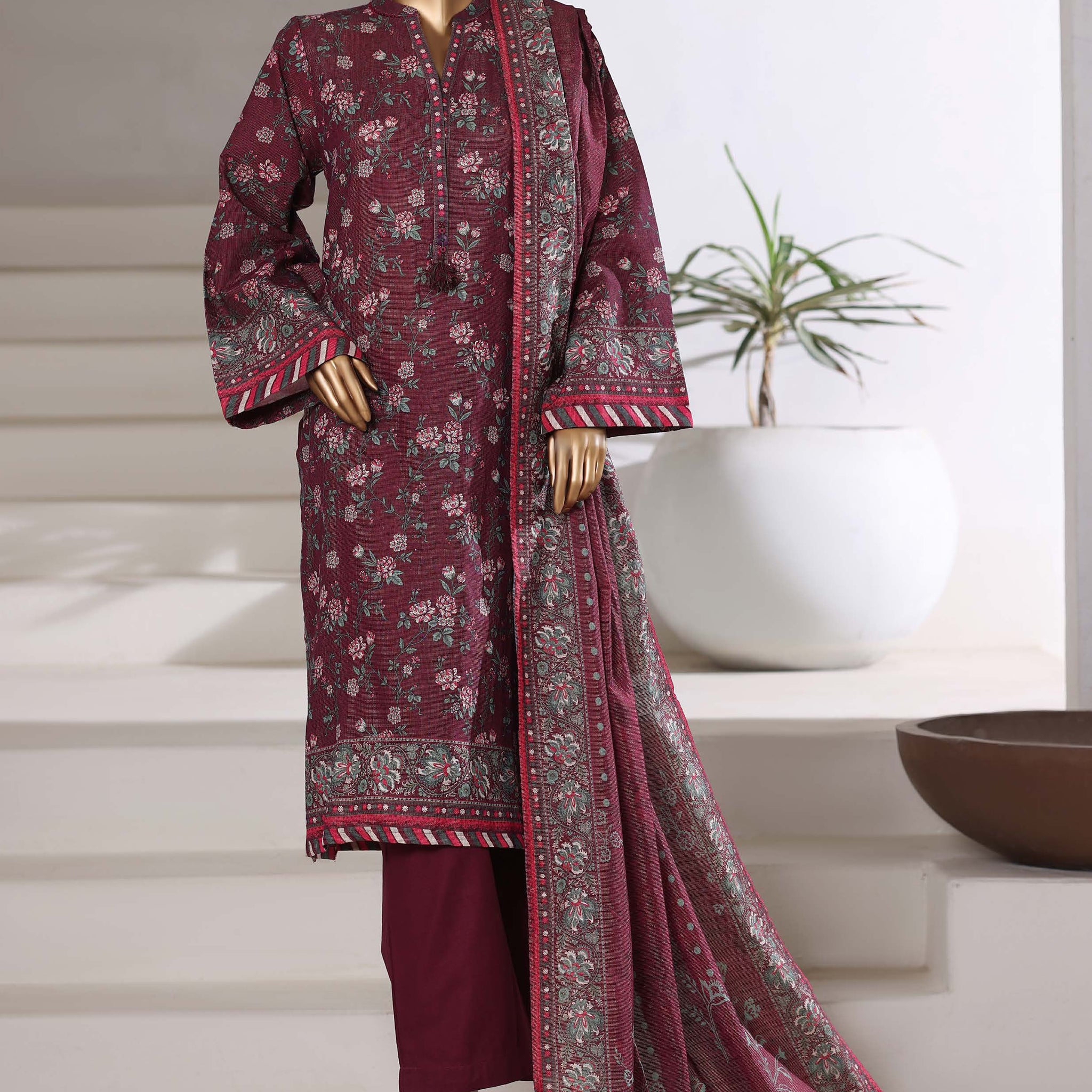 Sadabahar Shimmer Printed Khadder 3PCS Stitched Vol—1 Collection 2025 D-06