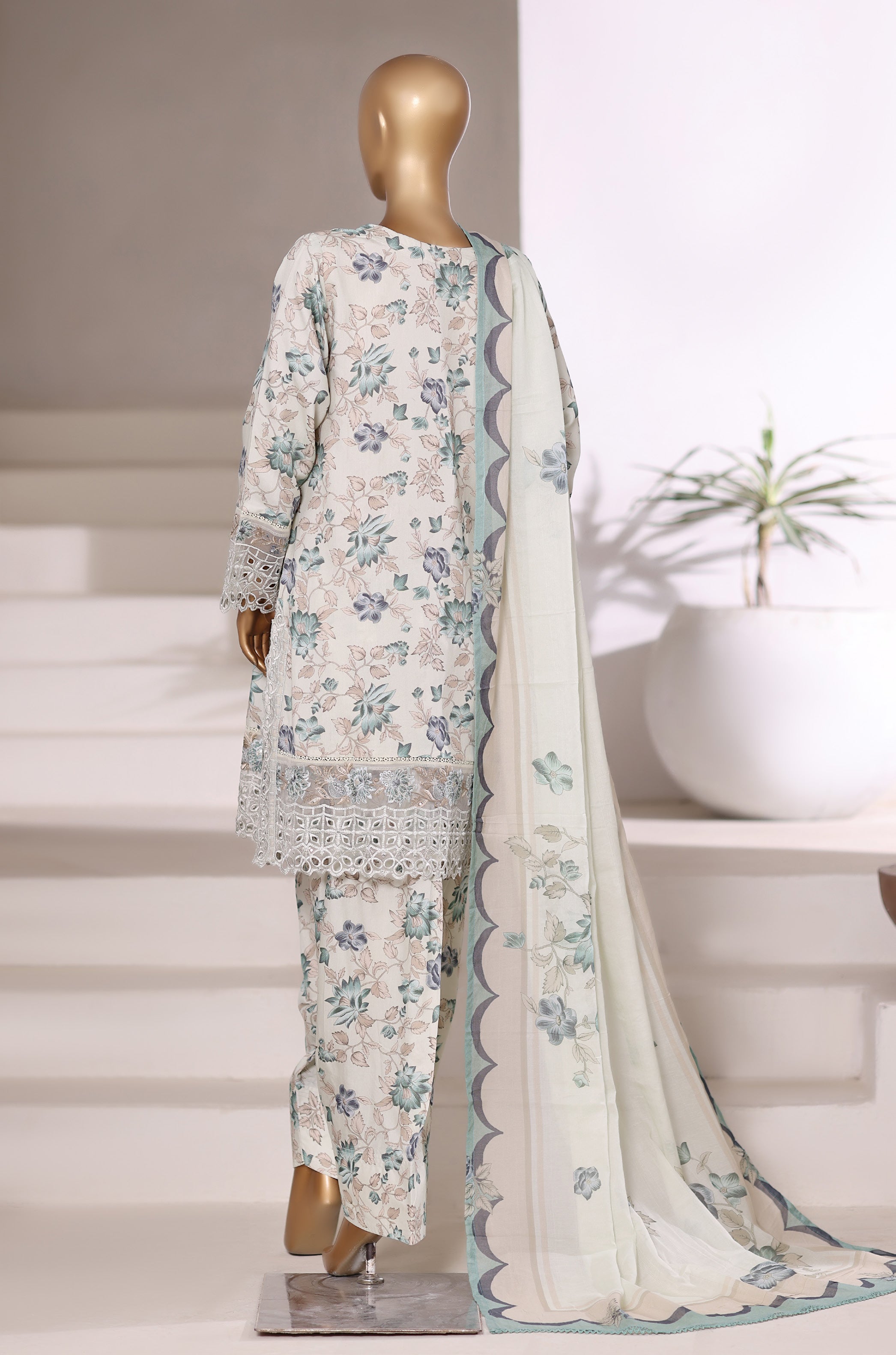 Sadabahar Malika Viscose Short Length Farshi Shalwar With Chiffon Printed Dupatta 3Piece Stitched Collection 2025 Mint Color SDMVS- 003