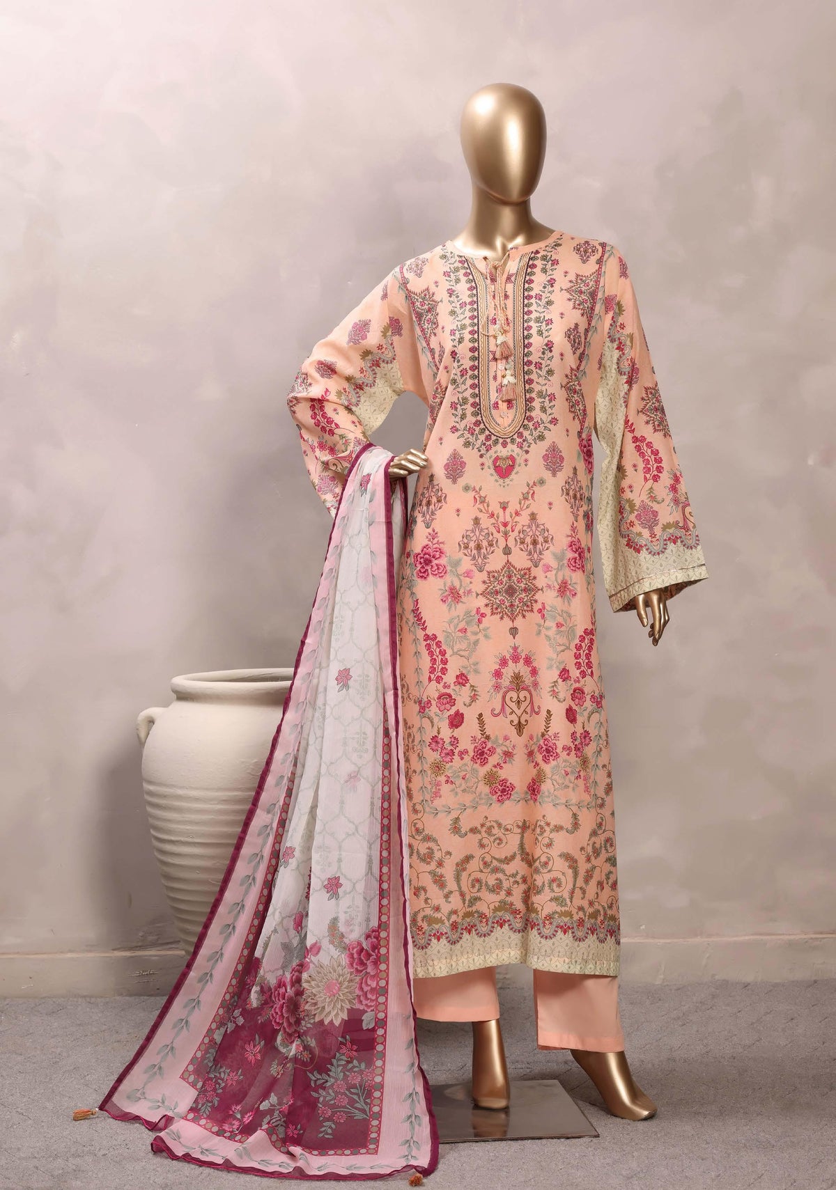 Sadabahar Luxury Chimti Lawn 3Piece Ready To Wear Kaftan Collection KFL-1003
