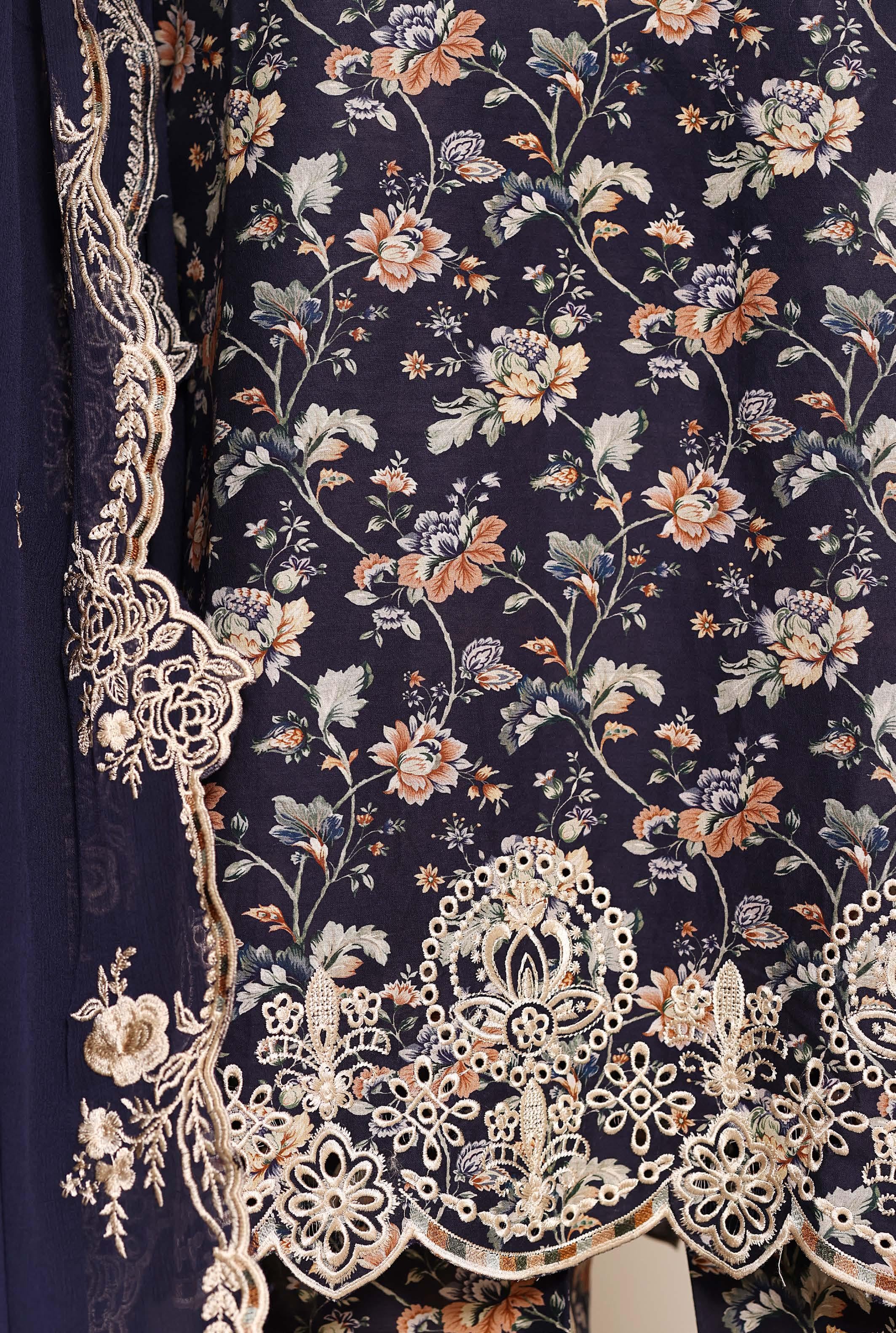 Sadabahar Luxury Regal Lawn With Chiffion Embroidery Dupatta 3Piece Stitched Vol-02 Eid Festive Edition Collection 2026. D#-06