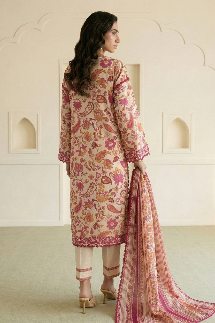 Zellbery Luxury Lawn Printed 3Piece Unstitched Collection 2026 WUS26X30950
