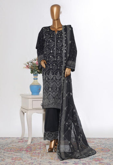 Bin Saeed Luxury Lawn White & White Chickenkari Embroidery 3Piece Stitched COLLECTION 2026. D-09