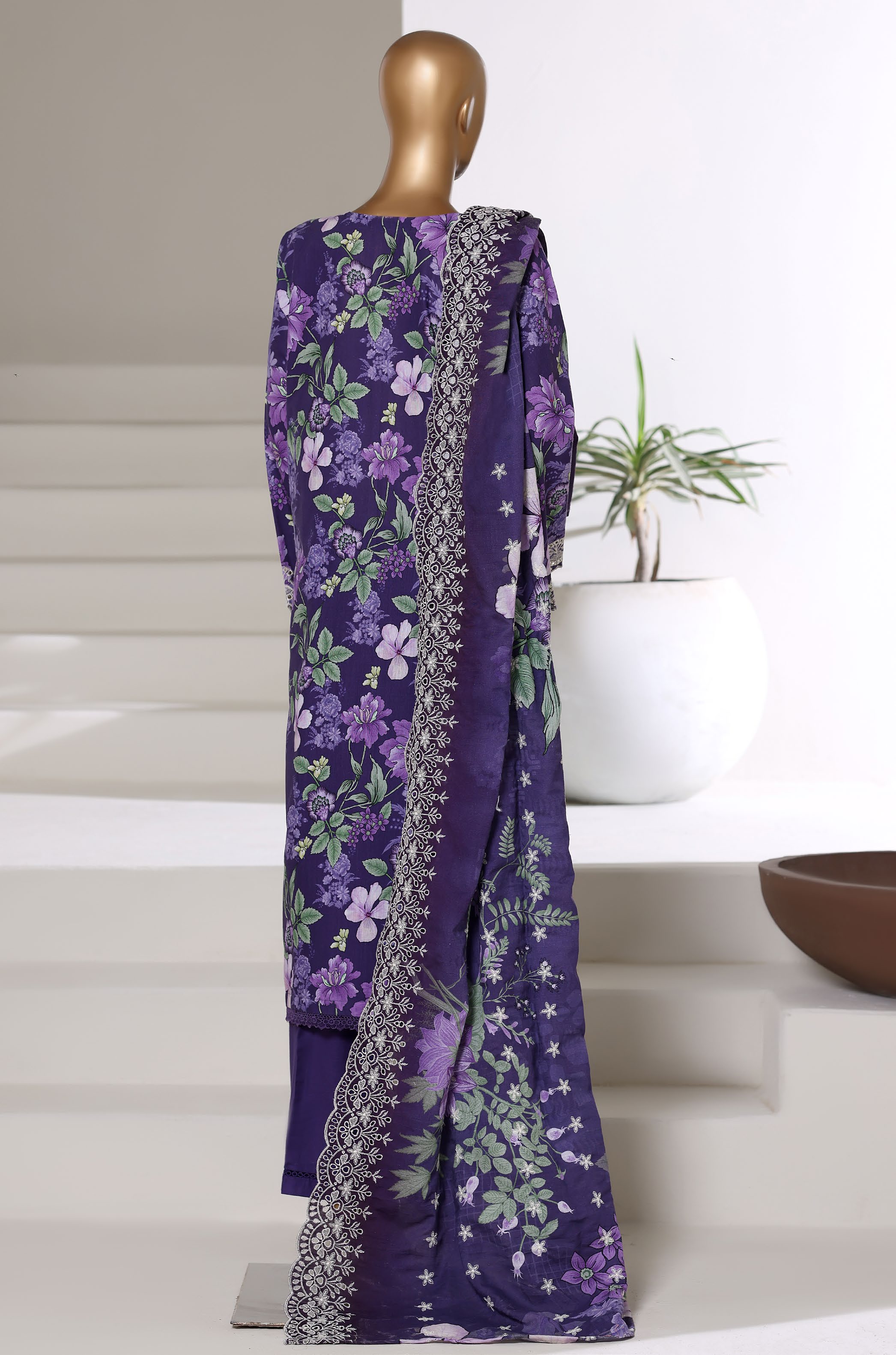 SADABAHAR RTW FUSION LASER CHICKENKARI EMBROIDERED KHADDAR 3PIECE COLLECTION 2025 SFKE -02