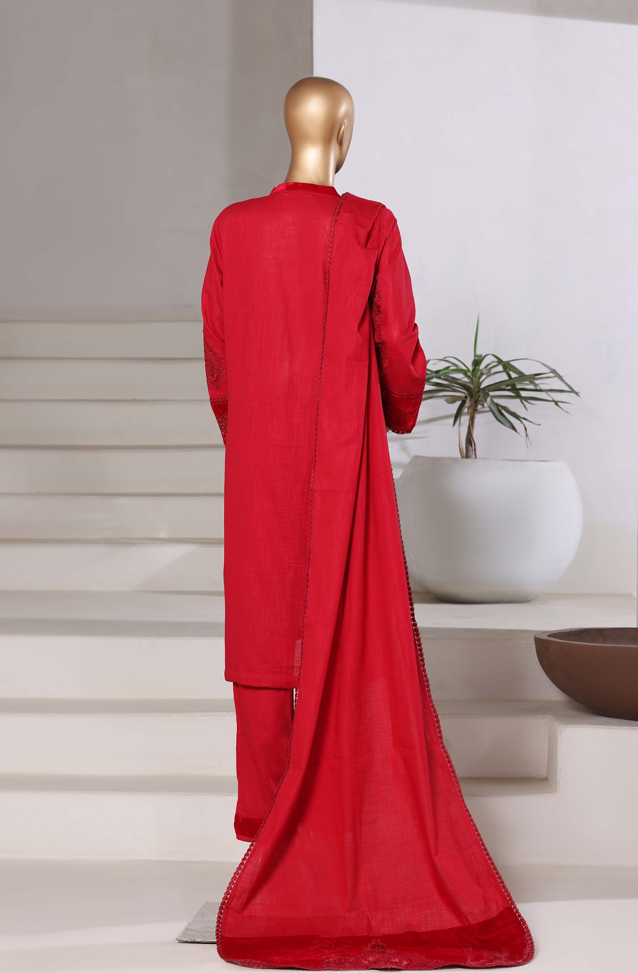 Sadabahar Stitched Premium Winter Cross Slub Texture Fabric With Velvet Collection 2025 CSTV -03