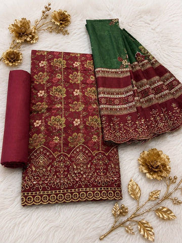 BIN SAEED Luxury Lawn  Embroidery 3Piece Unstitched COLLECTION 2026 D#04