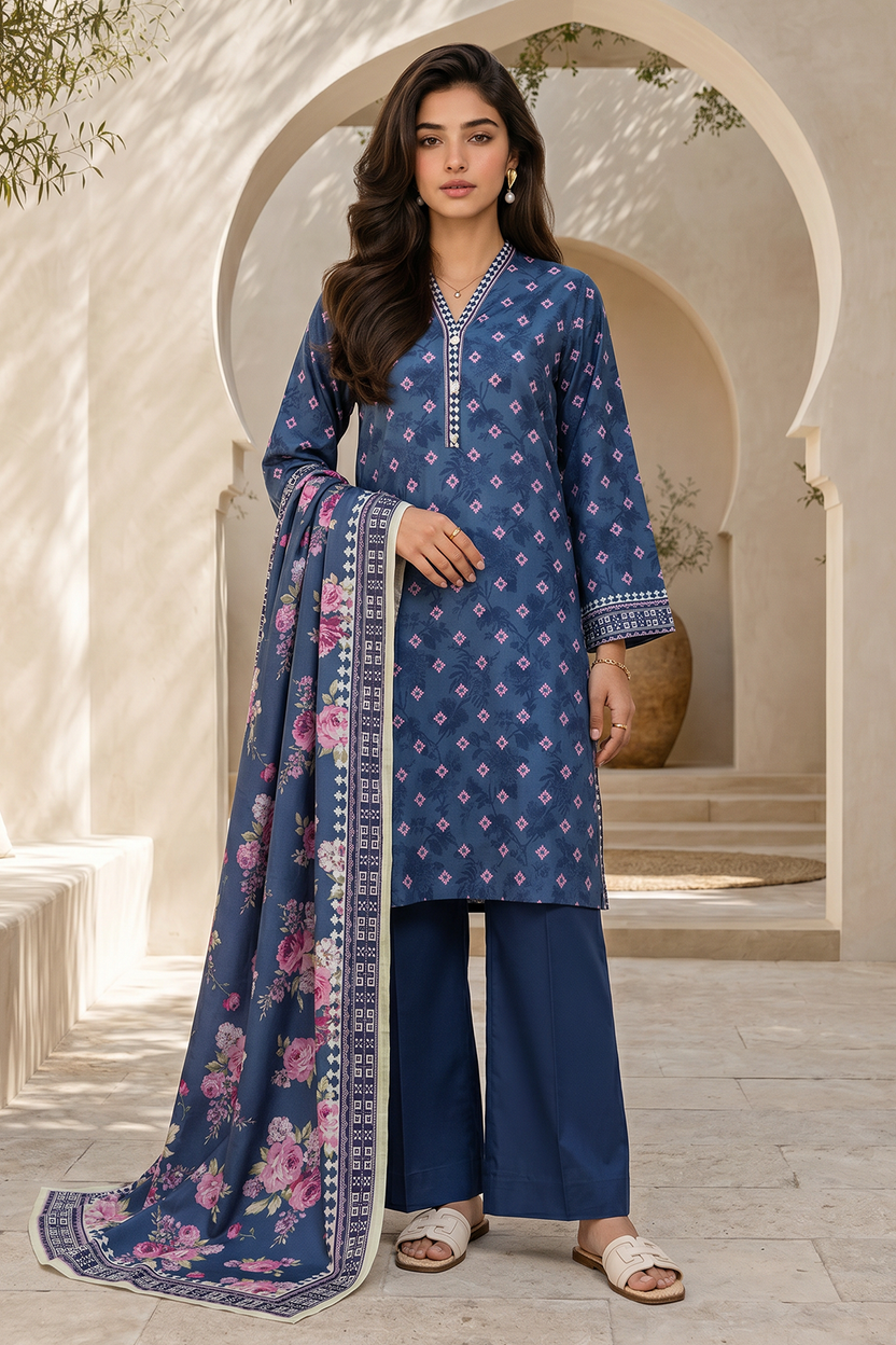 Zellbery Luxury Lawn Printed 3Piece Unstitched Collection 2026 WUS26X38060