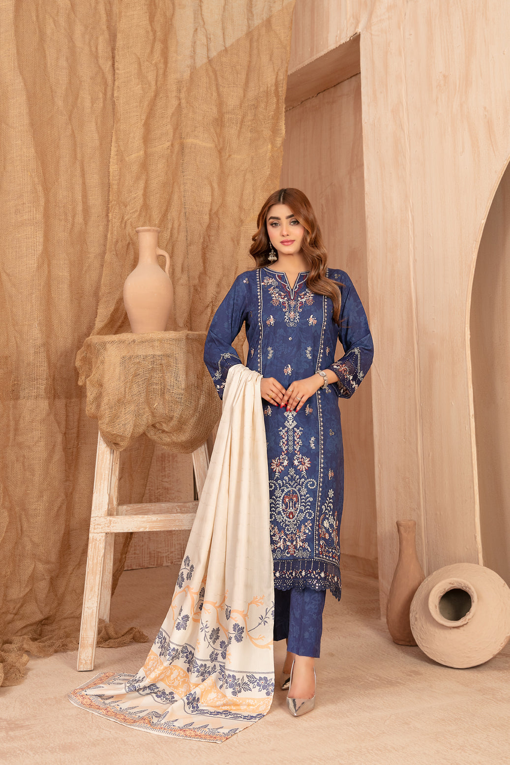 Cassa By Tawakkal Winter Dhanak Embroidery 3Piece Unstitched Collection 2025. D-03