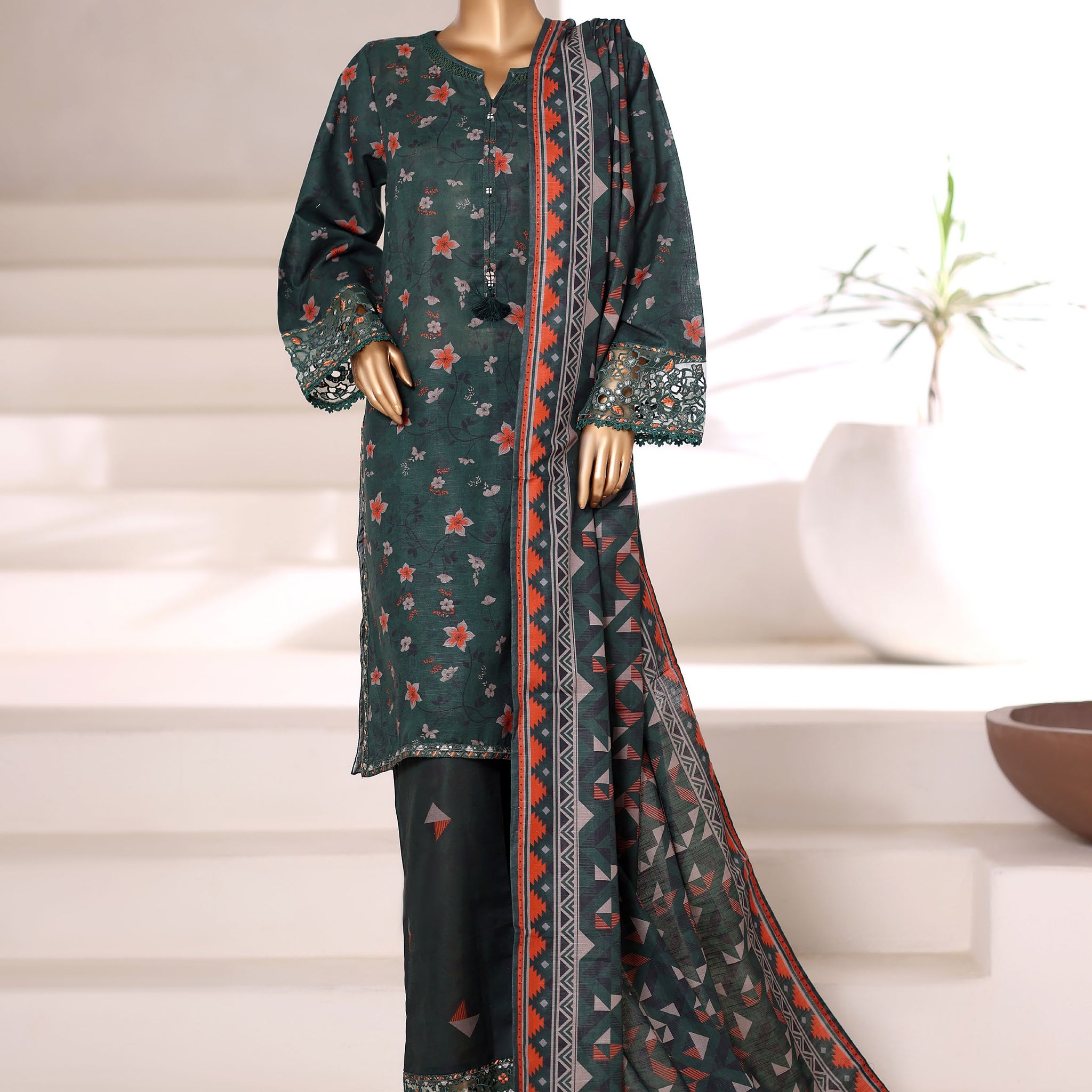 Sadabahar Malika Khaddar Short Length 3Piece Stitched Vol-02 Collection 2025. D-50 Green