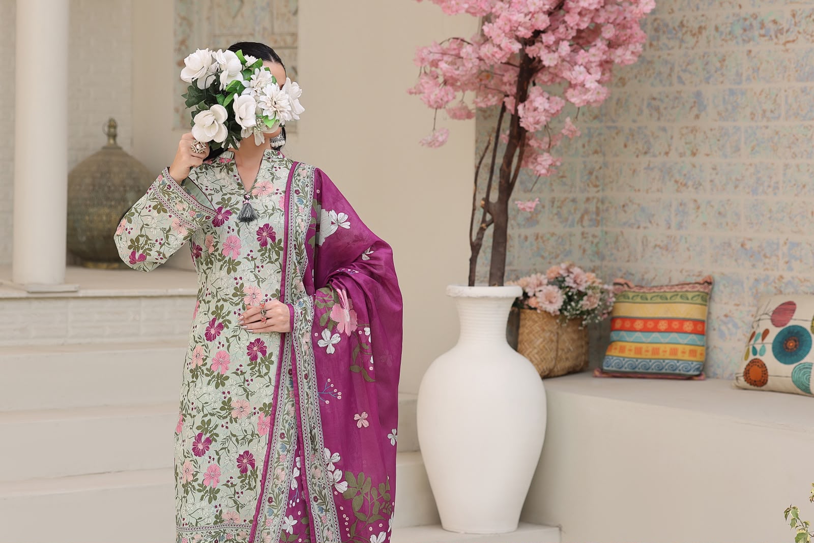 Aizal Luxury Lawn Printed Vol-1 3Piece Stitched Collection 2026 D#-04