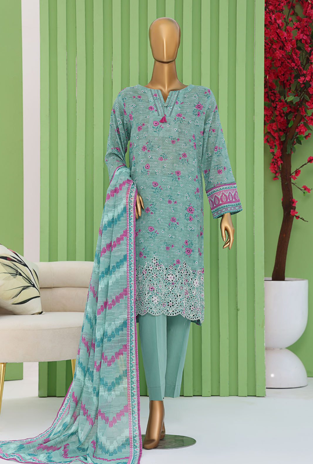 Vital By HZ Textiles Embroidered Cotton Doriya Suit Unstitched 3 Piece Collection 2025 VEC - 1263