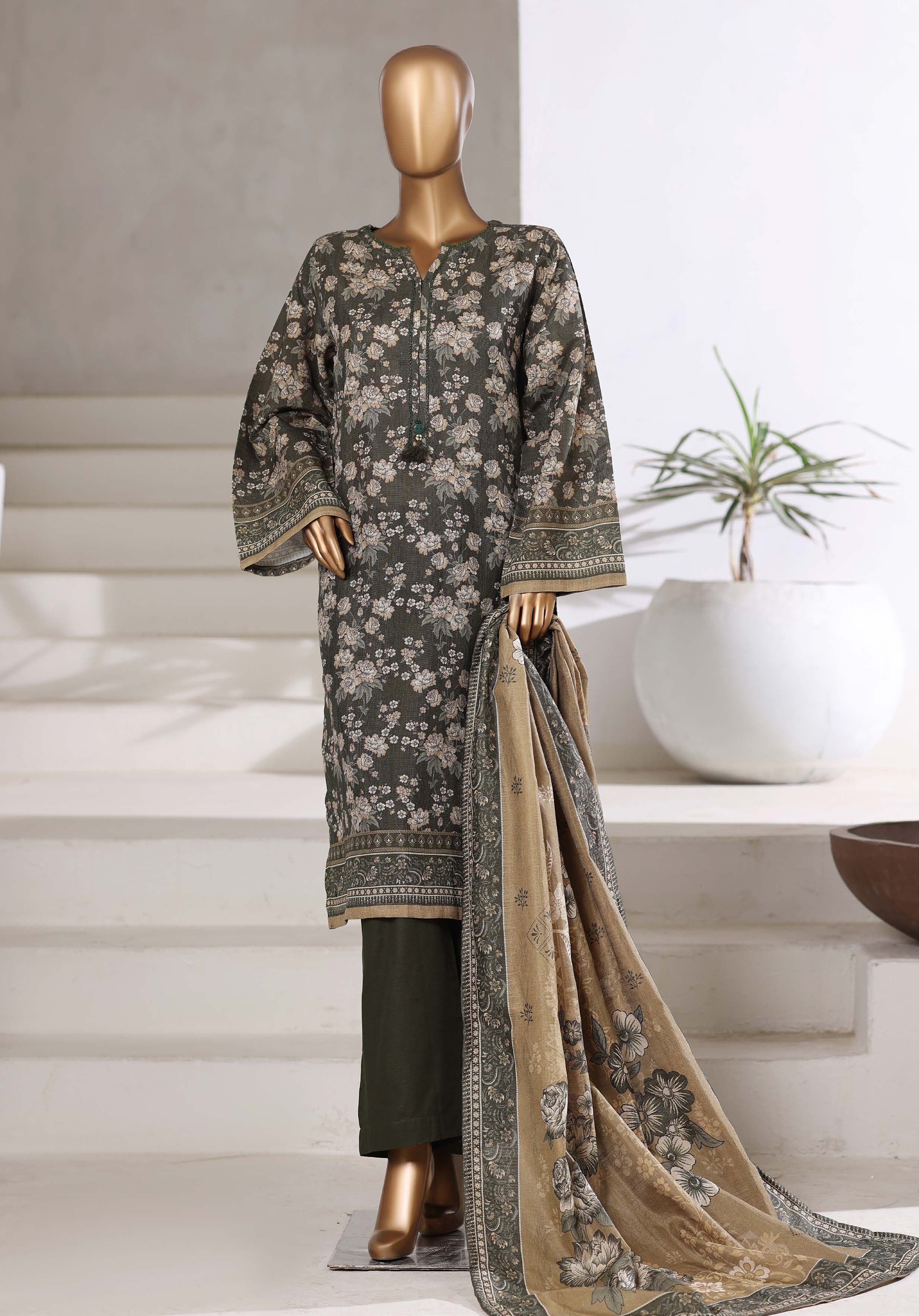 Sadabahar Shimmer Printed Khadder 3PCS Stitched Vol—1 Collection 2025 D-05