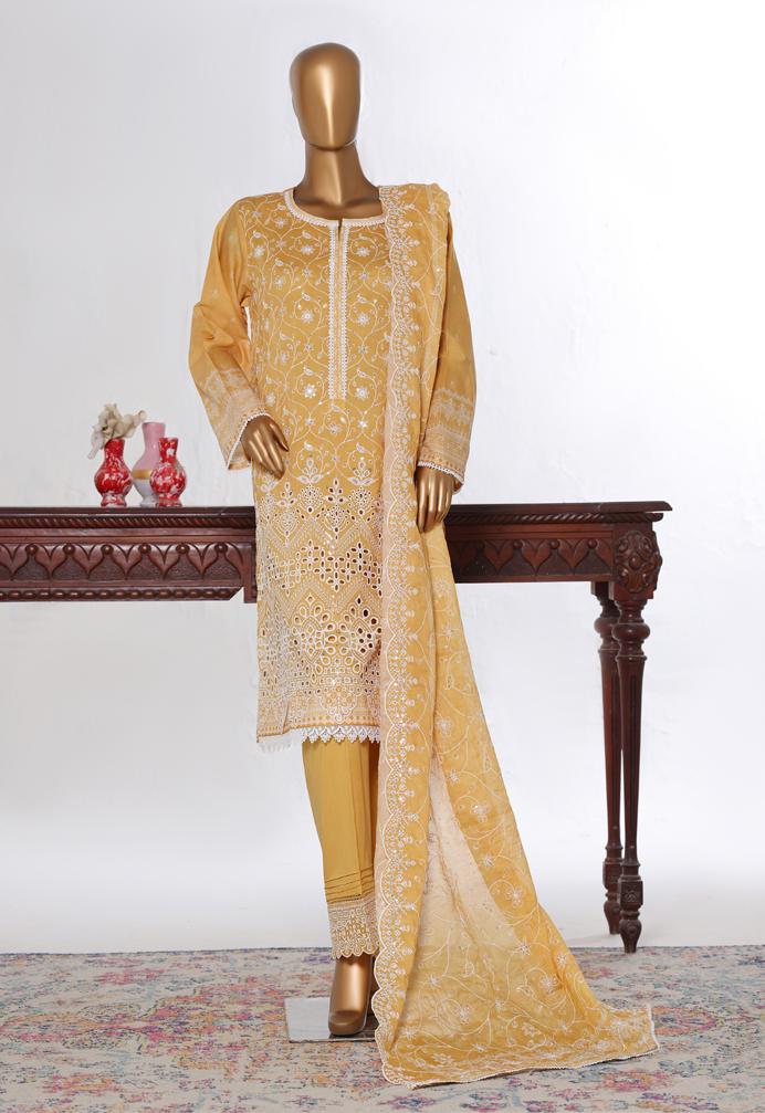 Bin Saeed Luxury Lawn White & White Chickenkari Embroidery 3Piece Stitched COLLECTION 2026. D-13