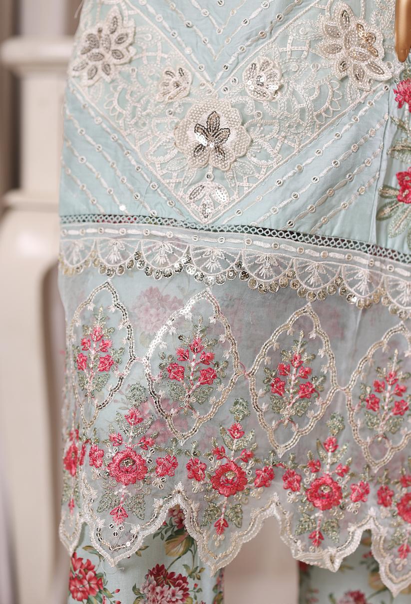 Bin Saeed Luxury Laserkari Lawn With Digital Printed Lawn Dupatta 3Piece Stitched Vol-01 Collection 2026. D#-08