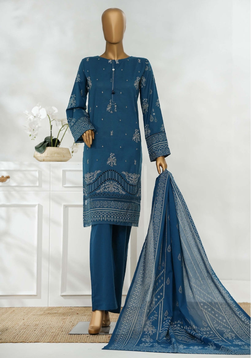 Hz Ready To Were Cotton Sunehri Paste Print With Embroidery Stitched Collection 2025. D-64 C Green