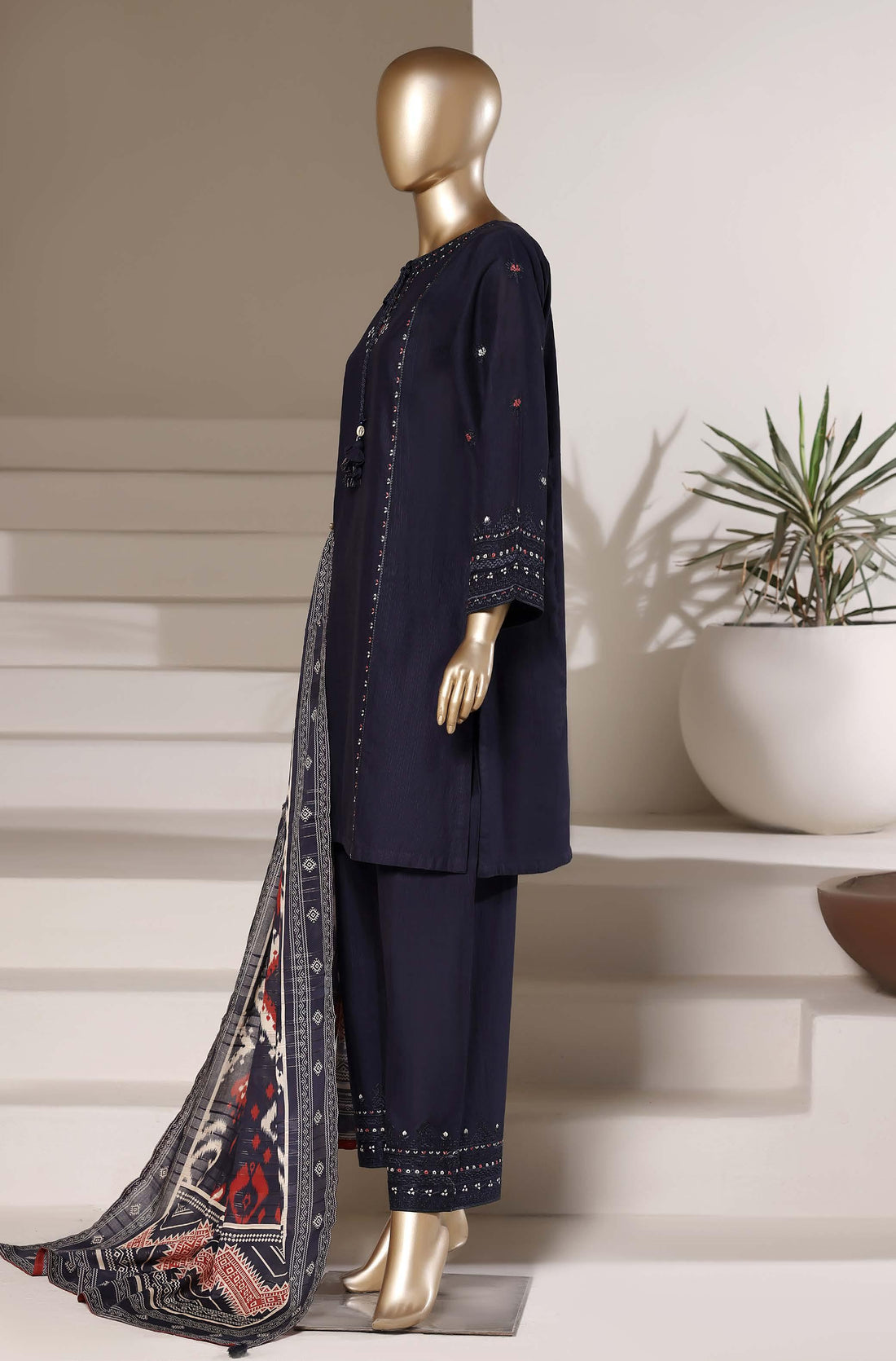 Sadabahar Luxury Eclair Solid  Textured Lawn Embroidery With Digital Printed Lawn Dupatta 3Piece Stitched Eid Festive Edition Collection 2026. D#-02